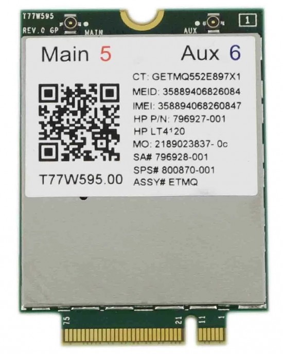 Lt4120 X5 LTE T77W595 796928  001 4G WWAN M 2 150Mbps LTE Modem for HP Elite X2 840 850 G3 640 650 645 G2 green