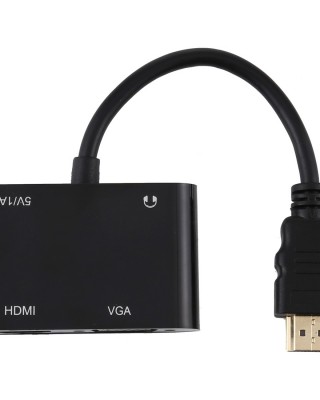 2 in 1 HOMI to HDMI   VGA 15 Pin HDTV Adapter Converter with Audio