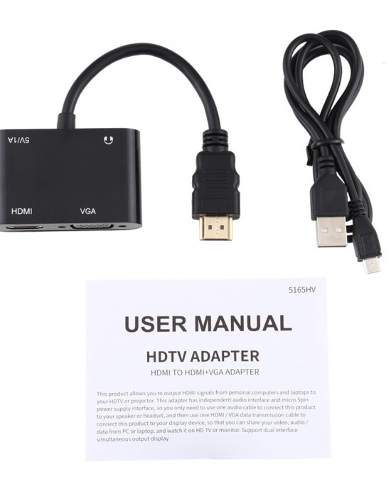 2 in 1 HOMI to HDMI   VGA 15 Pin HDTV Adapter Converter with Audio