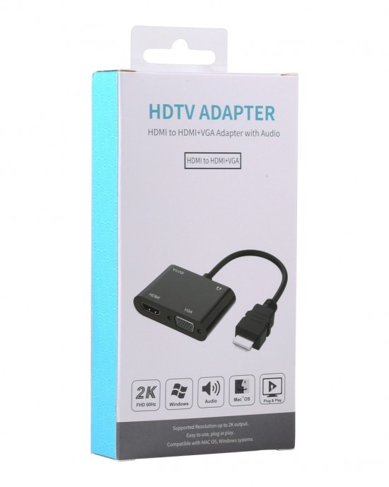 2 in 1 HOMI to HDMI   VGA 15 Pin HDTV Adapter Converter with Audio