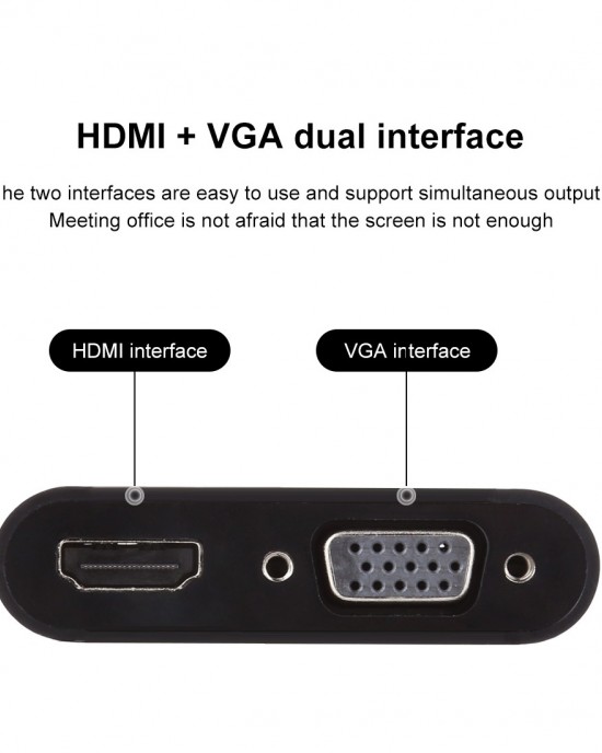 2 in 1 HOMI to HDMI   VGA 15 Pin HDTV Adapter Converter with Audio