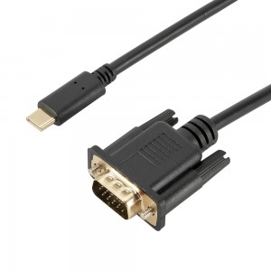 TC026 1 8m 1080P USB  C   Type  C Male to VGA Male Adapter Cable