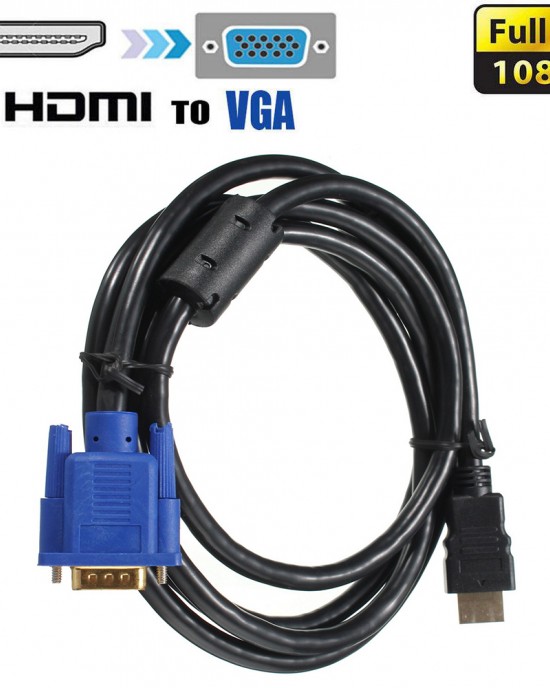 M Way 1 8M HDMI to VGA Converter Cable Audio Cable Video Adapter Cable Lead for HDTV Computer Monitor For PC Laptop TV